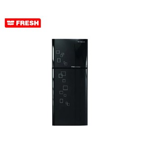 Fresh refrigerator, 397 liters, black plasma, glass door